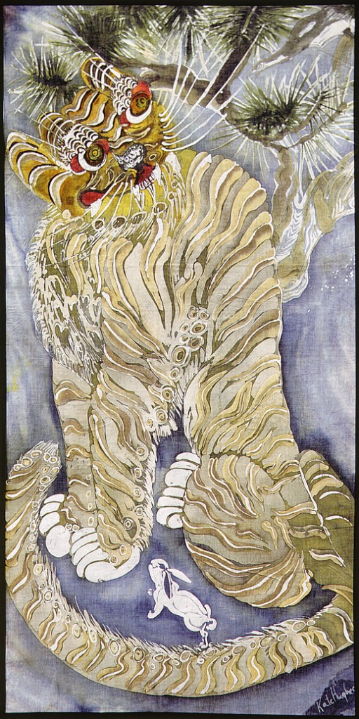 Horangee with Rabbit & Magpie 1998 44.5" X 22"