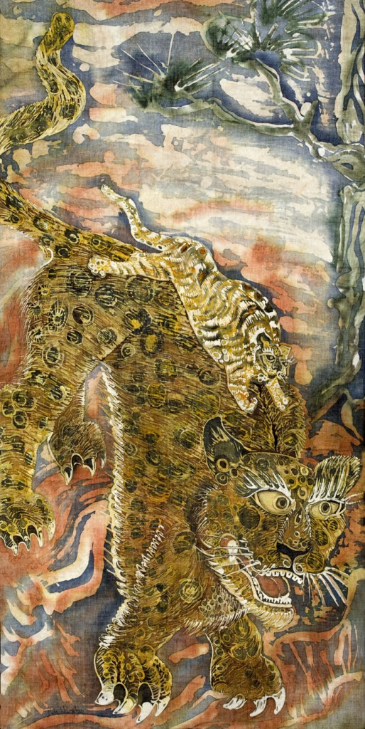 Leopard Horangee Carrying Tiger Cub 1998 63.5" X 35"